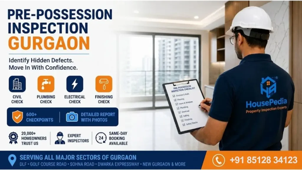 Pre-possession inspection gurgaon by housepedia for flat defect detection before builder handover