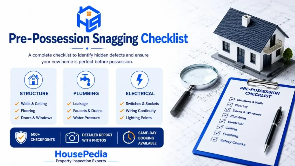 Pre possession snagging checklist for new flats and apartments in gurgaon by housepedia
