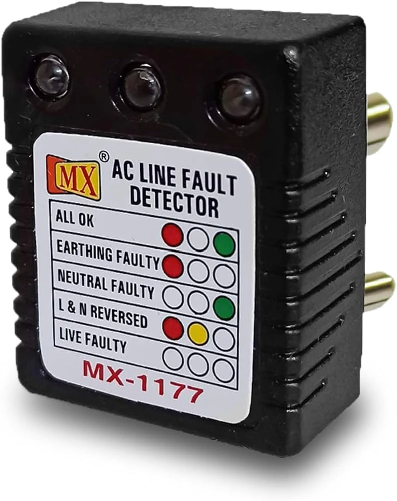 Electrical tester checking wiring faults and circuit safety