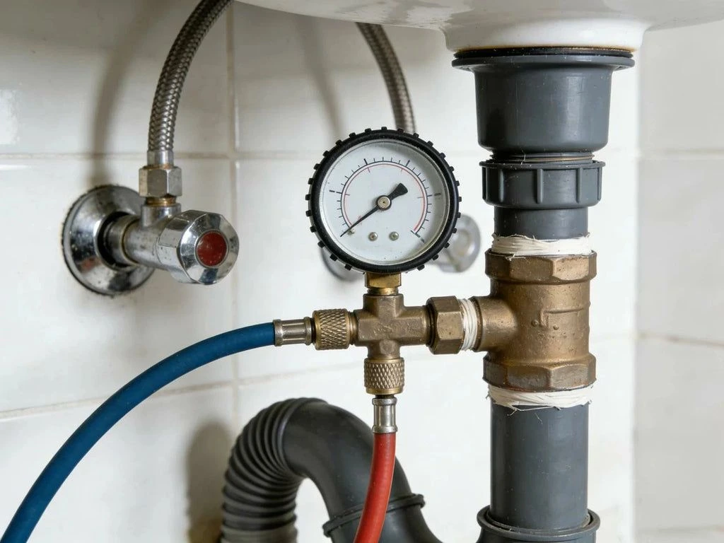 Plumbing inspection detecting pipe leakage